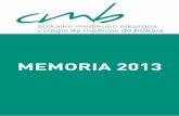 MEMORIA 2013 - Inicio › Adjuntos › ICOMBI › Bole... · las actividades del Colegio de Médicos de Bizkaia, durante el año 2013, para sus grupos de interés: los colegiados,