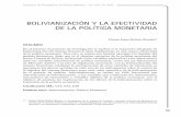 BOLIVIANIZACIÓN Y LA EFECTIVIDAD DE LA … › MH › documentos › ...Cuadernos de Investigación Económica Boliviana - Vol. 1(2), Jul. 2016 Bolivianización y la efectividad de