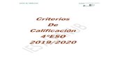 Criterios De Calificación 4ºESO - IES Alyanubiesalyanub.es/IMG/pdf/CRITERIOS_CALIFICACION_4o_ESO.pdf · 2019-12-13 · 1ª, 2ª Y 3 ª 80% Trabajos de ... Si el alumno/a aprueba