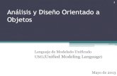 Análisis y Diseño Orientado a Objetos2013/10/02  · Lenguaje de Modelado Unificado UML(Unified Modeling Language) 1 Mayo de 2013 Introducción (I) •Un programa orientado a objetos