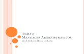 Tema 5 Manuales Administrativos - WordPress.com · MANUALES ADMINISTRATIVOS Son documentos que contienen la descripción de las actividades que se deben realizar para cumplir las
