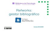 Refworks: gestor bibliográfico€¦ · 1. Recoger referencias bibliográficas 2. Trabajar con nuestra bibliografía de forma organizada, comentada y compartida 3. Utilizarla cuando