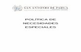 POLÍTICA DE NECESIDADES ESPECIALES - bachillerato... · 2019-11-21 · 5 Política de necesidades especiales SAP 2018 “Fortaleciendo lazos de familiaridad y misericordia” regulares