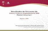 Clima y Cultura Organizacional 2019 Plantel Veracruz I...El clima y cultura organizacional, son el conjunto de factores que afectan positiva o negativamente el desempeño, la productividad,