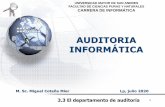 AUDITORIA INFORMÁTICAcotana.informatica.edu.bo/downloads/MÓDULO III 3.3 el...M. Sc. Miguel Cotaña Mier Lp, julio 2020 AUDITORIA INFORMÁTICA UNIVERSIDAD MAYOR DE SAN ANDRES FACULTAD