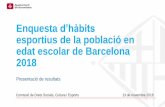 Enquesta d’hàbits esportius de la població en edat escolar ......Enquesta d’hàbits esportius de la població en edat escolar de Barcelona 2018. Presentació de resultats Les
