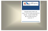 MEMORIA ACTIVIDADES DE AEDIPE EUSKADI · Responsabilidades empresariales derivadas de la PRL - Bilbao Fecha: 17/01/2017 Organizadores: ... de empleo en 2016 y las perspectivas tanto