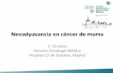 Neoadyuvancia en cáncer de mama 1...- Excelentes tasas de respuestas en CM localmente avanzado e inflamatorio (tratamiento estándar) Chia S, JCO 2008; 26: 786Tasa alta de respuesta