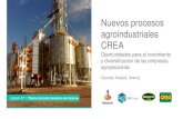 Nuevos procesos agroindustriales FOTO CREA...MODELO Tolva de recepción (capacidad 15 t) 3 elevadores Equipo de prelimpieza neumático Secadora de flujo continuo 4 silos de cono aéreo