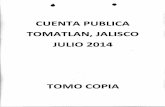 CUENTA PUBLICA TOMATLAN, JALISCO JULIO 2014 · notas a los estados financieros municipio tomatlán al 31 de julio de 2014 se anexan los estados financieros correspondientes al mes
