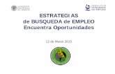 ESTRATEGIAS de BUSQUEDA de EMPLEO Encuentra Oportunidades · 2020-06-05 · ESTRATEGIAS de BUSQUEDA de EMPLEO Encuentra Oportunidades 12 de Marzo 2015. BUSCAR. TRES DIFICULTADES 1.