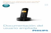 Philips€¦ · • Permite escuchar los mensajes nuevos en el contestador automático (solo en el modelo D135). h Micrófono i R Botón de rellamada (esta función depende . de la