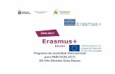 Erasmus+ IES Felo Monzon - Informe 2016-17... · MOVILIDADES PARA EL CURSO 2017/18 Número de convenio: 2017-1-ES01-KA103-035503 • Número de movilidades de alumnos: 20 (frente