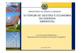 VI FÓRUM DE GESTÃO E ECONOMIA DA ENERGIA ABRINSTAL · 2019-11-21 · PROGRAMA DE EFICIÊNCIA ENERGÉTICA DAS CONCESSIONÁRIAS CONCESSIONÁRIAS --ANEEL ANEEL 8 Lei 13.280/2016 :
