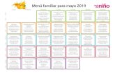 Menú familiar para mayo 2019 - Guía del Niño · Rollitos de pavo Bizcocho de calabaza-----Sopa de guisantes Croquetas de queso Manzanas gratinadas 27 Espaguetis con verduras Filetes