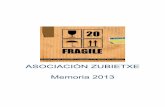 ASOCIACIÓN ZUBIETXE Memoria 2013 · •Abusu Sarean (Red de asociaciones de La Peña) • Beste Bi, Plataforma contra la exclusión Residencial • EAPN, Red Europea de lucha contra