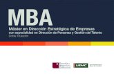 Máster en Dirección Estratégica de Empresas · Presentación El título propio de Máster en Dirección Estratégica de Empresas MBA con especialidad en Dirección de personas