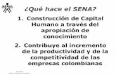 ¿Qué hace el SENA? · Elaboró: Martha Rocío Peña López ¿Qué hace el SENA? 1. Construcción de Capital Humano a través del apropiación de conocimiento 2. Contribuye al incremento