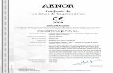 Certificado de - JOVIR...2018/07/03  · Certificado de constancia de las prestaciones Rafael GARCÍA MEIRO Director General AENOR INTERNACIONAL S.A.U. Génova, 6. 28004 Madrid. España