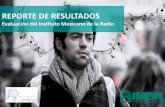 REPORTE DE RESULTADOS - IMER · REPORTE DE RESULTADOS Evaluación del Instituto Mexicano de la Radio . s (+/-) % 1X. O Nota metodológica ENCUESTA POR INTERNET (Audiencia) Fecha de