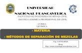 UNIVERSIDAD NACIONAL HUANCAVELICA · universidad nacional huancavelica facultad de ingenieria de minas -civil escuela ademica profesional de civil - materia - mÉtodos de separaciÓn