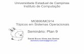 Seminário: Plan 9 - Instituto de Computaçãoislene/2s2007-mo806/slides/Plan9.pdf · protocolos de comunicação do Plan 9 e uma comparação com o sistema UNIX. Dissertação (mestrado)
