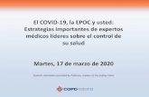 El COVID-19, la EPOC y usted: Estrategias importantes de … · 2020-04-16 · ¿Qué es el COVID-19? El COVID-19 es una enfermedad provocada por un nuevo coronavirus que es diferente