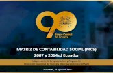 MATRIZ DE CONTABILIDAD SOCIAL (MCS) 2007 y 2014sd Ecuador · MCS Macro •Muestra los grandes agregados macroeconómicosque deben ser divididos. •Permiteverificar los equilibrios