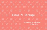 Clase 7: Strings · #include  #include  using namespace std; int main (){// programa principal} Agregamos la librería string para que nuestro programa