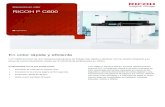 RICOH P C600En color rápida y eficiente La P C600 de Ricoh es una impresora para grupos de trabajo más rápida y eficiente. Con su diseño compacto y su panel de mando basculante,