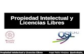 Propiedad Intelectual y Licencias Libres · licencia debe permitir su distribución. 3 Obras derivadas La licencia debe permitir la realización y distribución de modificaciones