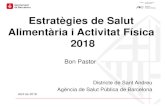 Estratègies de Salut Alimentària i Activitat Física 2018 · Programa Endavantal >65 Programa de marxa fent esport Club Sant Jordi a Peu Rebost solidari Hort urbà escola Baró