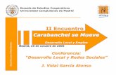 II Encuentro Carabanchel se Mueve · Gestión del conocimiento. La capacidad de organización. Mejora de los aspectos materiales Infraestructuras (centros tecnológicos y centros