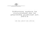 Informe sobre la movilidad de la plantilla judicial en JUDICIAL... · 1 PLANTILLA ORGANICA (T 1 T) CARGO Nº de plazas orgánicas del Juzgado Magistrados Letrados de la administración