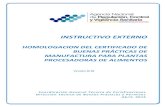 INSTRUCTIVO EXTERNO · instructivo externo homologacion del certificado de buenas prÁcticas de manufactura para plantas procesadoras de alimentos cÓdigo ie -d .2 1 ali 03 versiÓn
