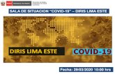 DIRIS LIMA ESTE...investigación de caso actualización de sala. COVID-19 CDC Perú, DIRIS ESTE –27.02.2020. Panorama Epidemiológico DIRIS LIMA ESTE Investigación Epidemiológica