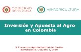 Inversión y Apuesta al Agro en Colombia - ACOPI · Crecimiento demográfico y urbanización 2050 = 9.700 mill. de personas aprox. 2/3 de la población será urbana. Crecimiento económico