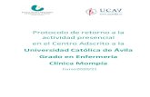 # Protocolo de retorno a la actividad presencial - UPSA vRev ......actividad presencial en el Centro Adscrito a la Universidad Católica de Ávila Grado en Enfermería Clínica Mompía