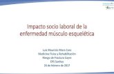 Impacto socio laboral de la enfermedad músculo esquelética...Impacto socio laboral de la enfermedad músculo esquelética Luis Mauricio Mora Caro Medicina Fisica y Rehabilitación
