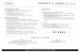 Comida y Cena 1...MANGO Y PAPAYA (150 G) / $265 2- CAMARONES A LA PARRILLA CON ENSALADA DE SANDíA & FETA (5 PZAS.) / $295 CEVICHE BAR 1- CEVICHE DE CAMARON CON PIÑA, MANGO Y AGUACATE