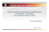 TERCER INFORME FINANCIERO CUATRIMESTRAL SEPTIEMBRE … Cuat Sep-Dic 2012.pdf · 2013. 4. 10. · TERCER INFORME FINANCIERO CUATRIMESTRAL SEPTIEMBRE ‐DICIEMBRE DEL EJERCICIO FISCAL