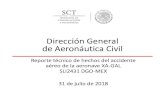 Dirección General de Aeronáutica Civil · Dirección General de Aeronáutica Civil Reporte técnico de hechos del accidente aéreo de la aeronave XA-GAL SLI2431 DGO-MEX 31 de julio