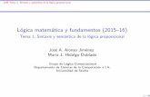 Lógica matemática y fundamentos (2015 16) - Tema 1 ...jalonso/cursos/lmf-15/temas/tema-1.pdf · LMF Tema 1: Sintaxis y semántica de la lógica proposicional Lógicamatemáticayfundamentos(2015–16)