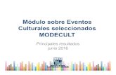 Módulo sobre Eventos Culturales seleccionados MODECULT€¦ · Módulo sobre Eventos Culturales seleccionados MODECULT Principales resultados junio 2016