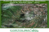 ...1 PLAN DE GESTIÓN AMBIENTAL REGIONAL TOLIMA 2.003-2.012 Sistema Regional Ambiental del Tolima. Dra. CECILIA RODRÍGUEZ RUBIO, Ministra del Medio Ambiente Dr. GUILLERMO ALFONSO