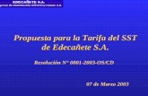 Propuesta para la Tarifa del SST de Edecañete S.A. · Cerro Azul 2 6058 san Luis 2 11603 Quilmana 2 12322 Nuevo Imperial 2 14069 Lunahuana 3 4466 Pacaran 3 1542 ... Urbano Rural.