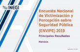 Título de la presentación - INEGI€¦ · A partir de la ENVIPE se estima que 39.5% de los hogares1 en el estado de Morelos tuvo, al menos, una víctima de delito2 durante 2018.