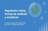 formas de medición Reputación online, y monitoreo · Jaramillo, Ana María. (2011). Redes sociales para todos. B. Colombia: Javier Vergara. Reputación online, formas de medición