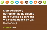 Metodologías y herramientas de cálculo para huellas de ... 2014/18… · Metodologías y herramientas de cálculo para huellas de carbono y/o evaluaciones de GEI • Investigación,