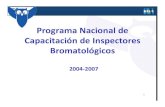 Programa Nacional de Capacitación de Inspectores ...28 ediciones Programa Nacional de Capacitación de Inspectores Bromatológicos CAPACITACION PRESENCIAL “Afianzando las Herramientas